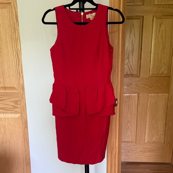Michael Kors Vibrant Red Peplum Mini Dress - Picture 2 of 4